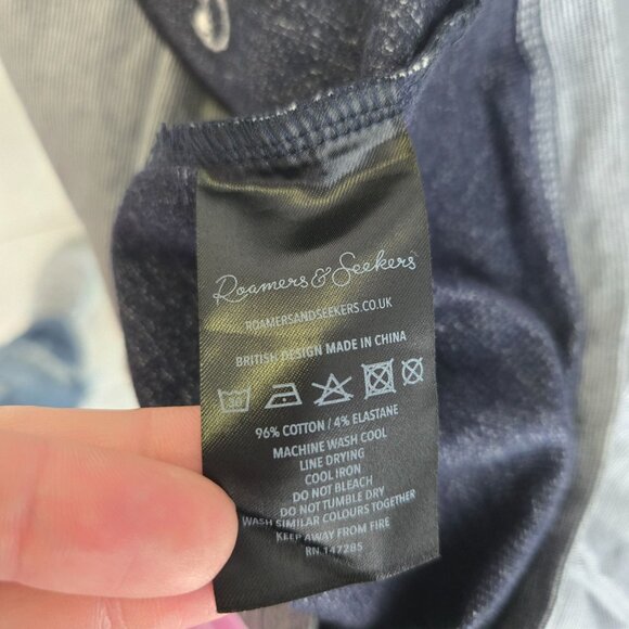 Roamers and Seekers mens size Medium Navy blue ringer short sleeve tee - Picture 4 of 8